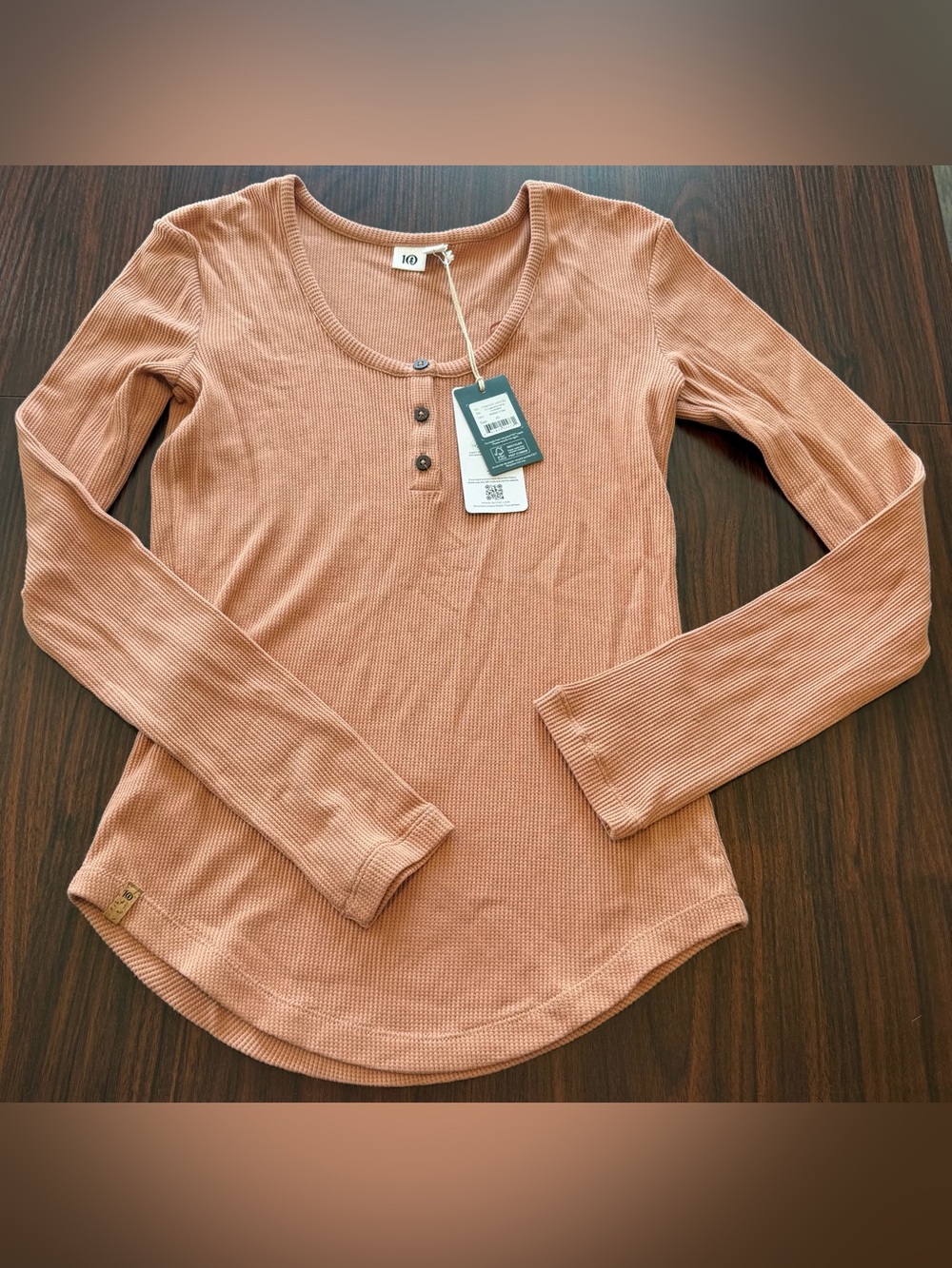 NWT Tentree Women’s TreeWaffle Henley Longsleeve Shirt Italian Clay Size XS